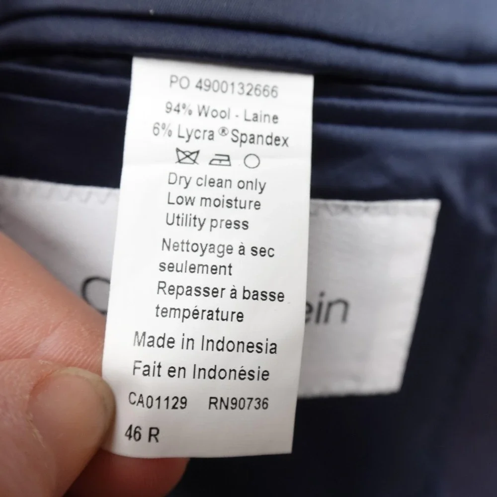NEW Calvin Klein Blazer Mens 46R Blue Extra Slim Wool Sport Coat Suit Jacket Top